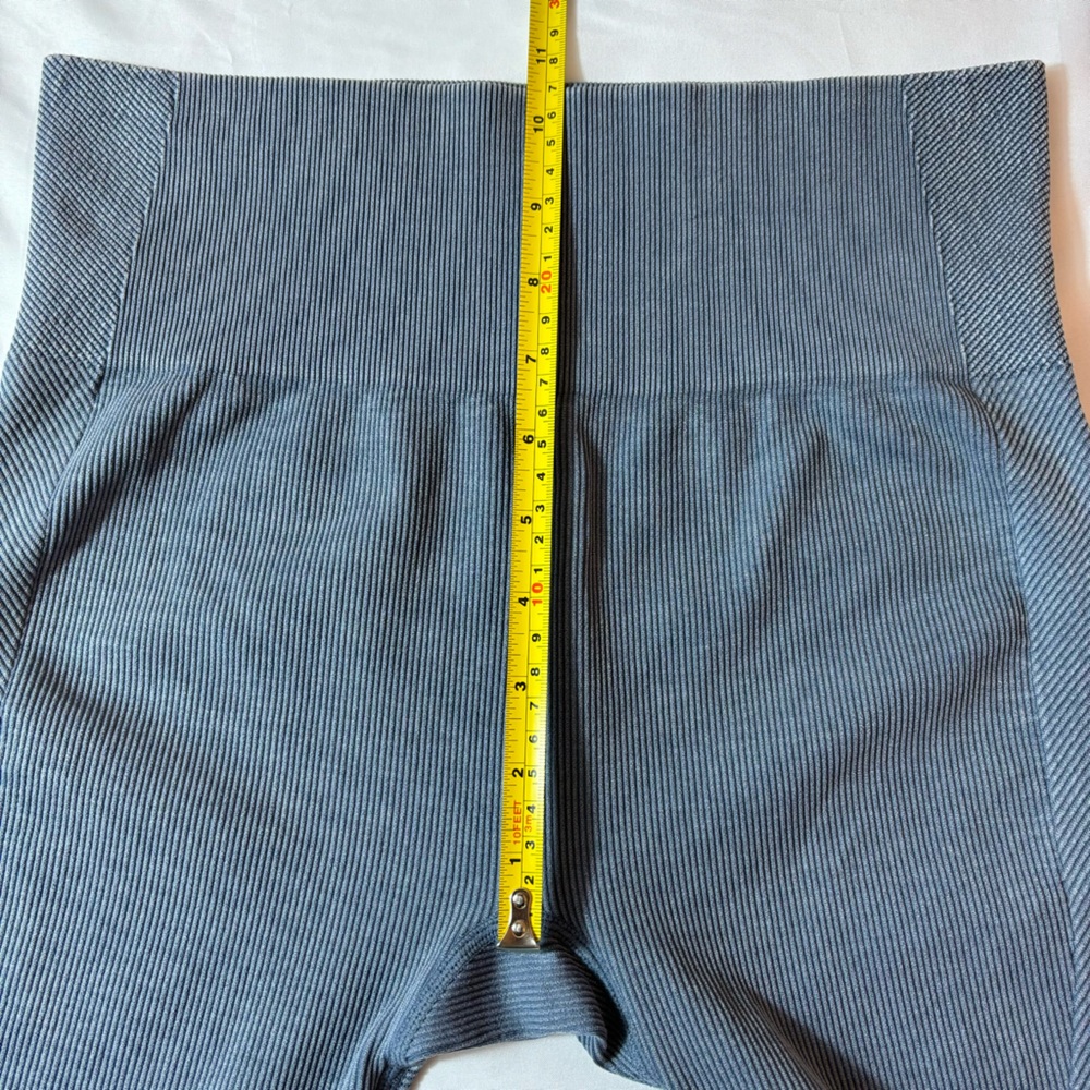 Leggings Hi-Rise Ribbed Stretchy Active Wear Seamless Blue Size Small/Medium - Picture 10 of 11